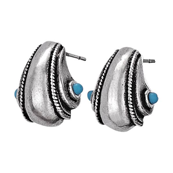 Roll On Sterling Silver and Turquoise Stud Earring
