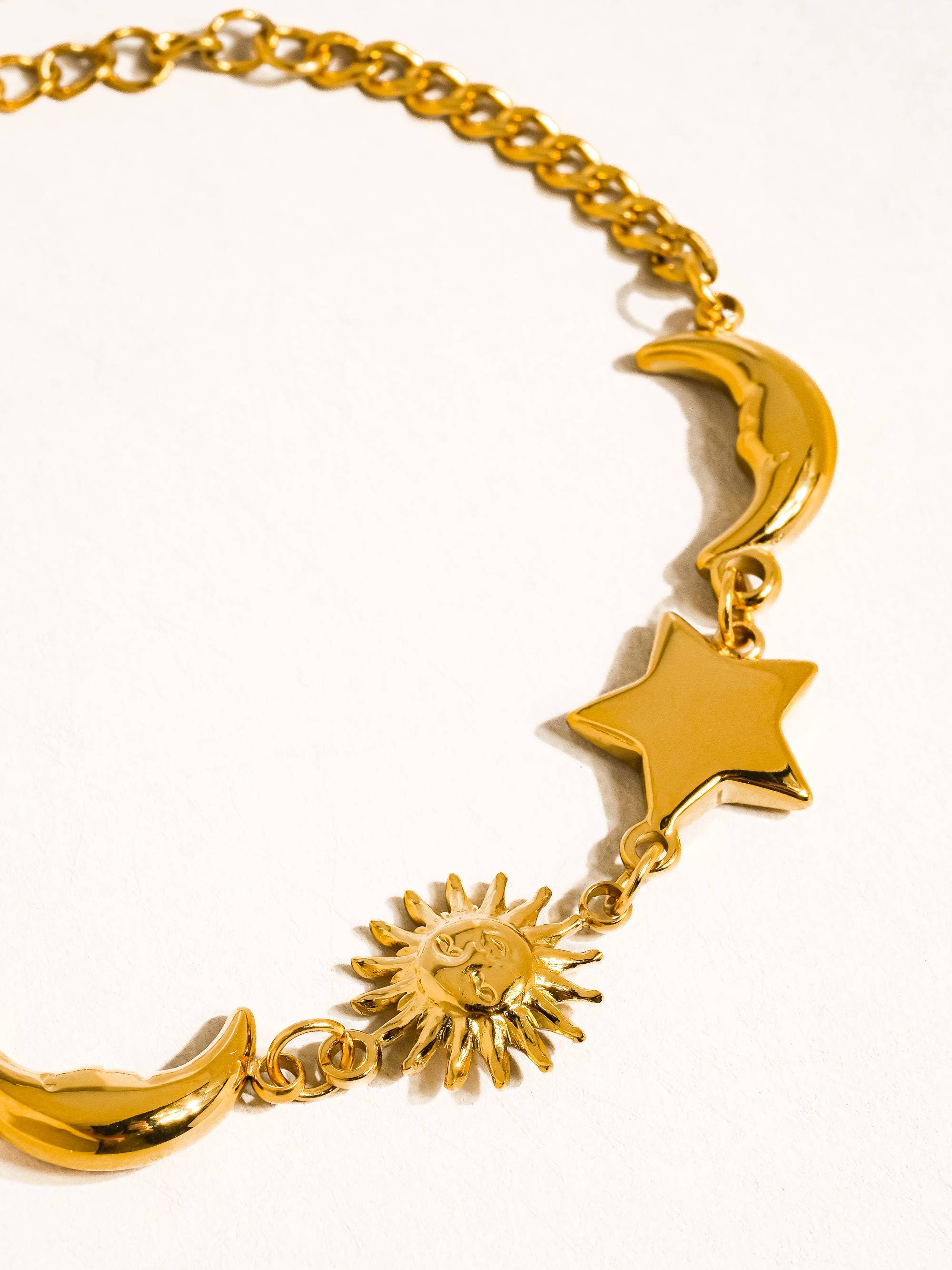 Leonora 18K Gold Non-Tarnish Sun and Star Bracelet: Yellow Gold