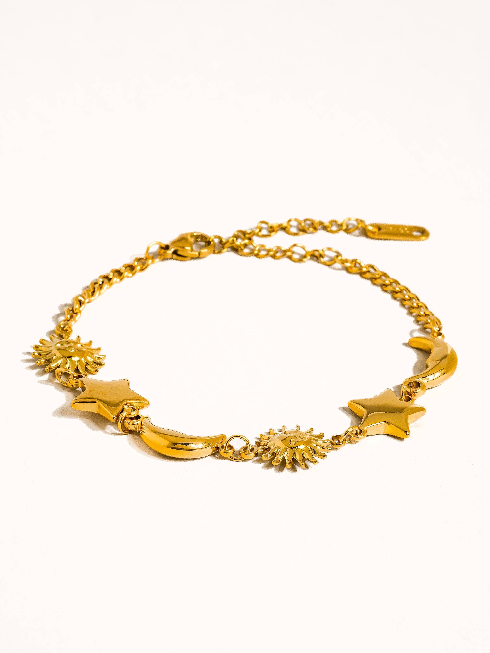 Leonora 18K Gold Non-Tarnish Sun and Star Bracelet: Yellow Gold